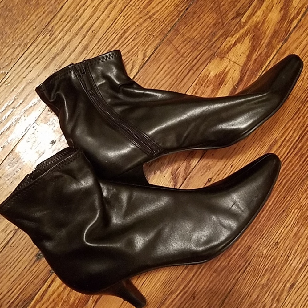 Black pleather booties